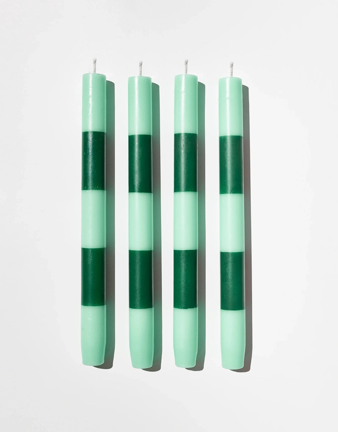 Striped Candles - 4 Pack - Jade & Green