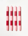 Striped Candles - 4 Pack - Pink & Maroon by Fazeek