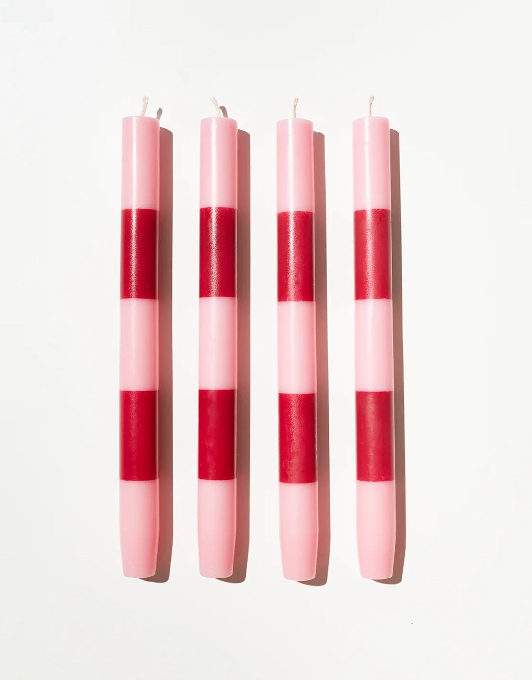 Striped Candles - 4 Pack - Pink & Maroon
