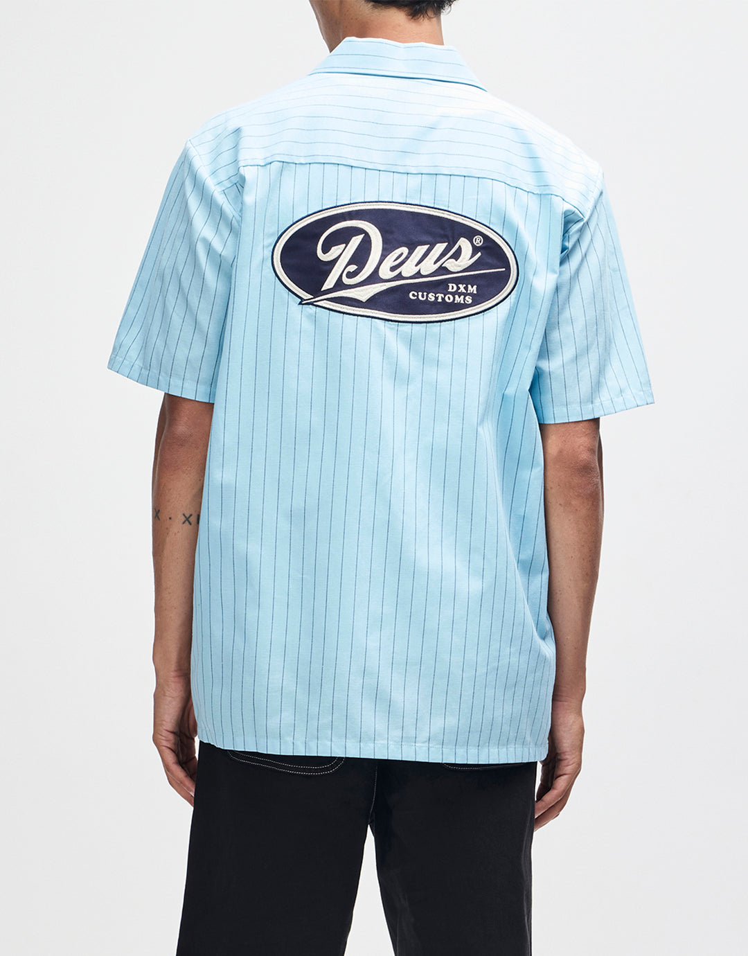 Forecourt Stripe Shirt - Sky Blue by Deus Ex Machina - view 2
