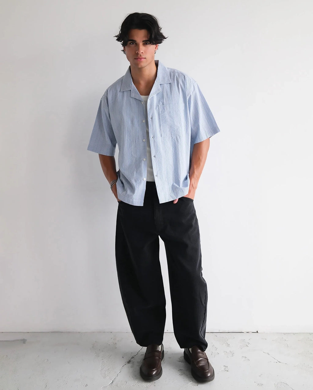 Bobby Camp Short Sleeve Shirt - Blue Stripe