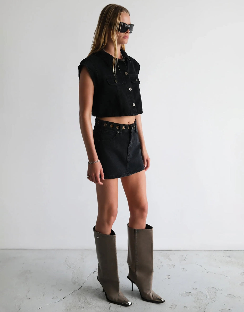 95 Mid Rise Aline Skirt - Brie Eyelet