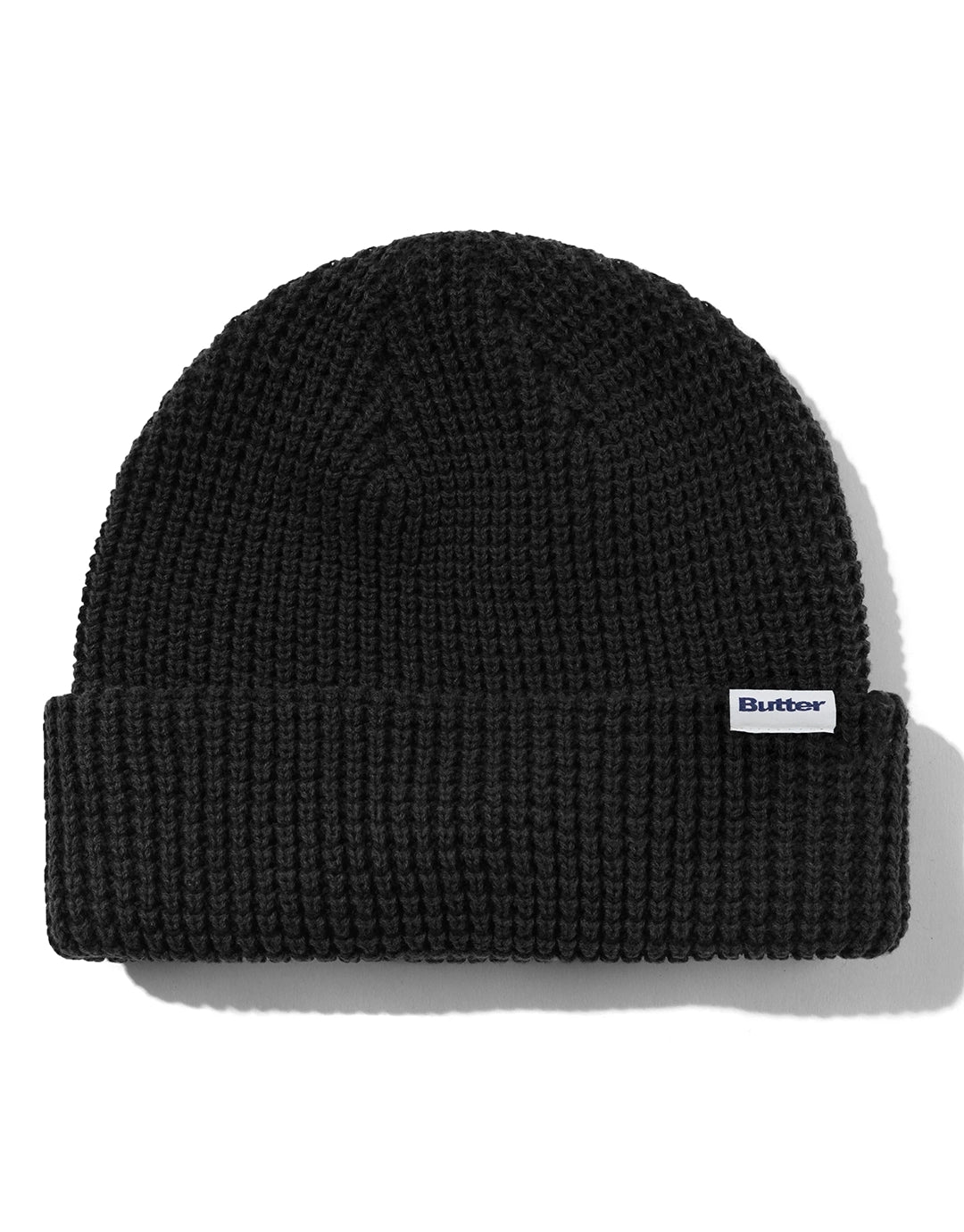 Distressed Waffle Knit Beanie - Washed Black by Butter Goods