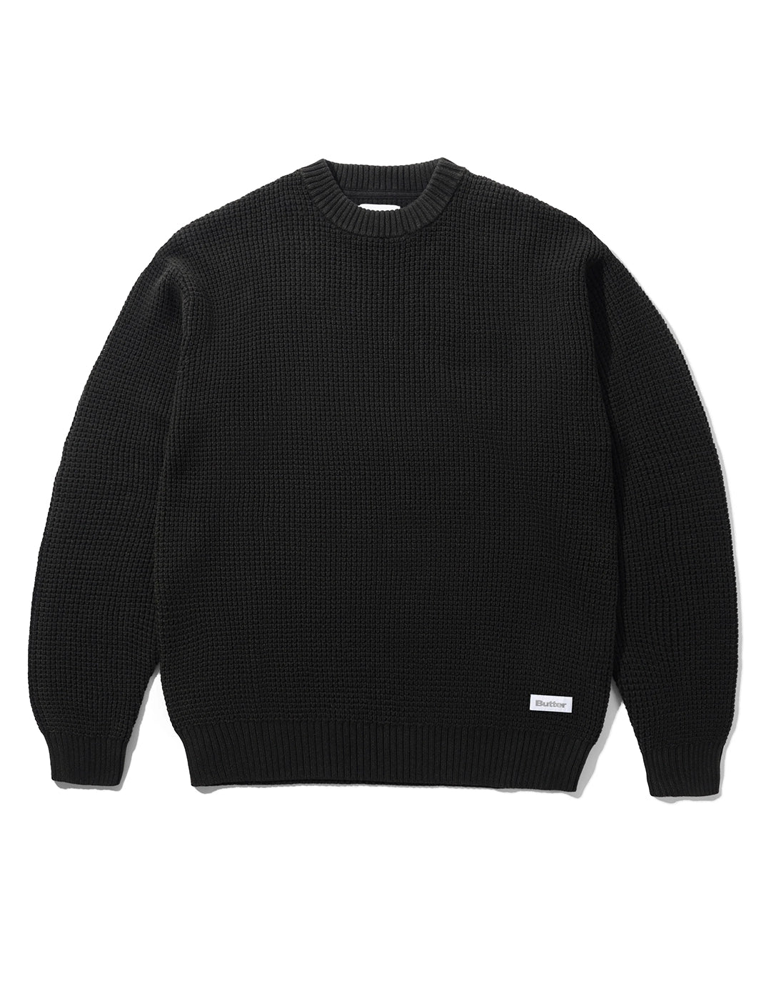 Distressed Waffle Knit Sweater - Washed Black by Butter Goods