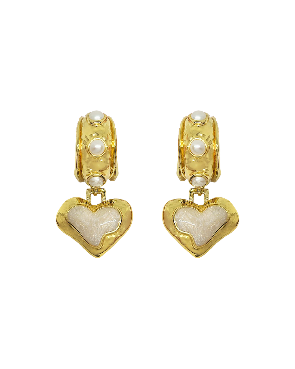 Elena Earrings - Gold Pearl