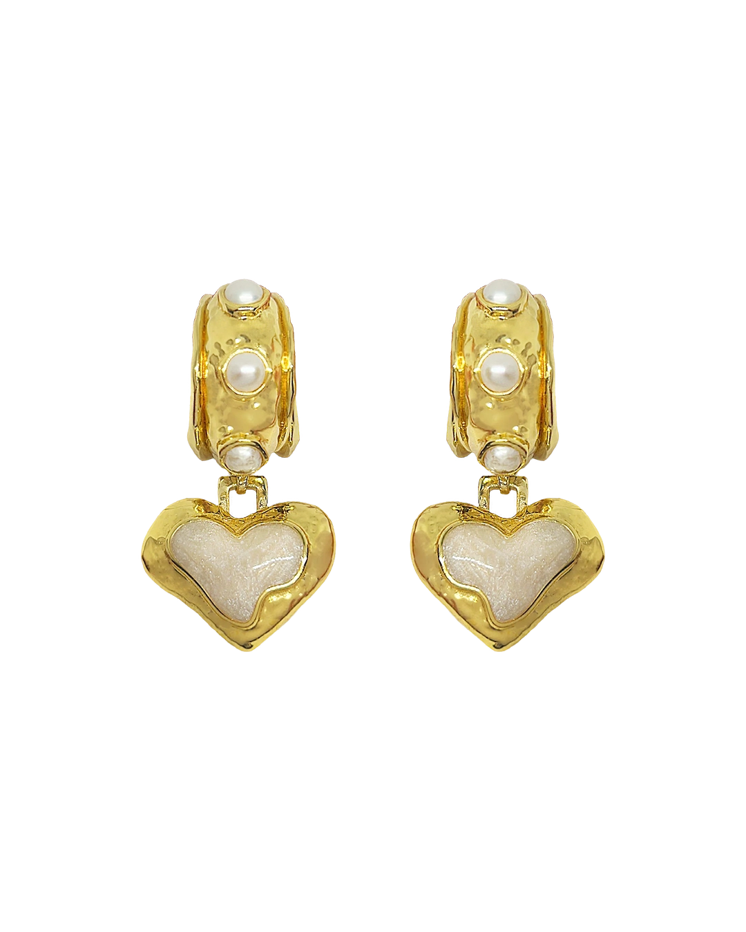 Elena Earrings - Gold Pearl