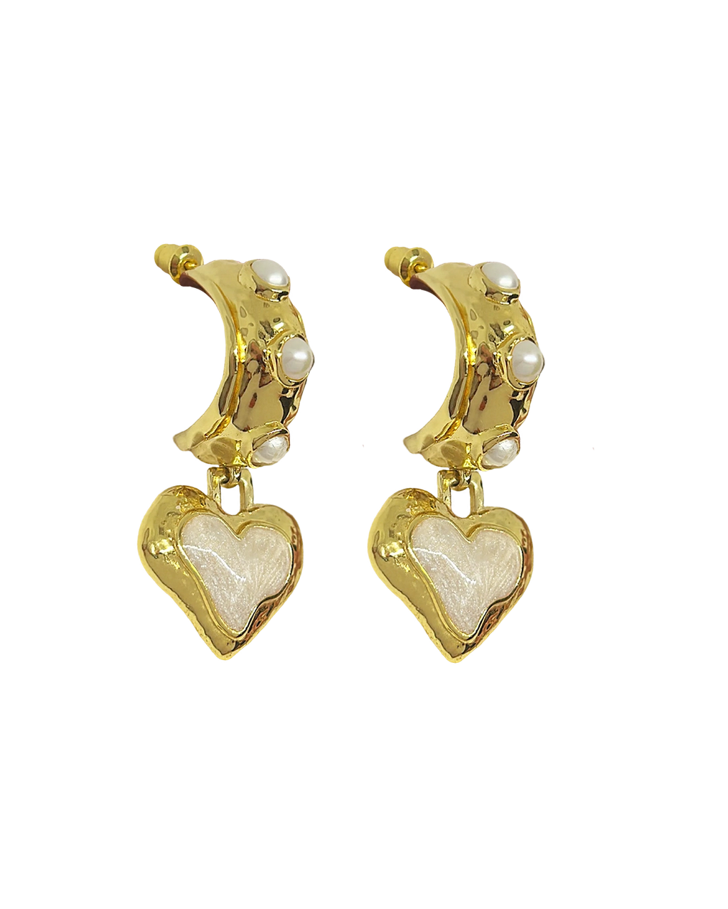 Elena Earrings - Gold Pearl