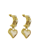Elena Earrings - Gold Pearl by Mountain and Moon - view 5