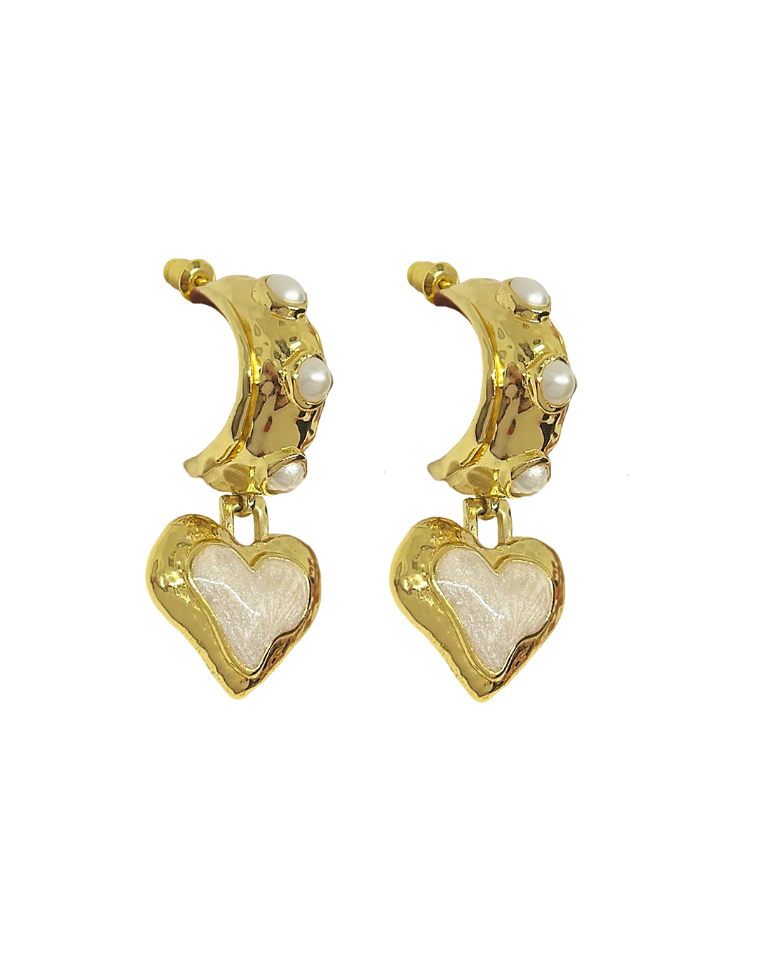 Elena Earrings - Gold Pearl