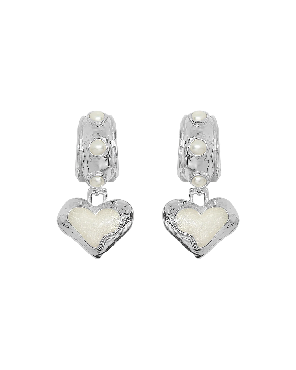 Elena Earrings - Silver Pearl