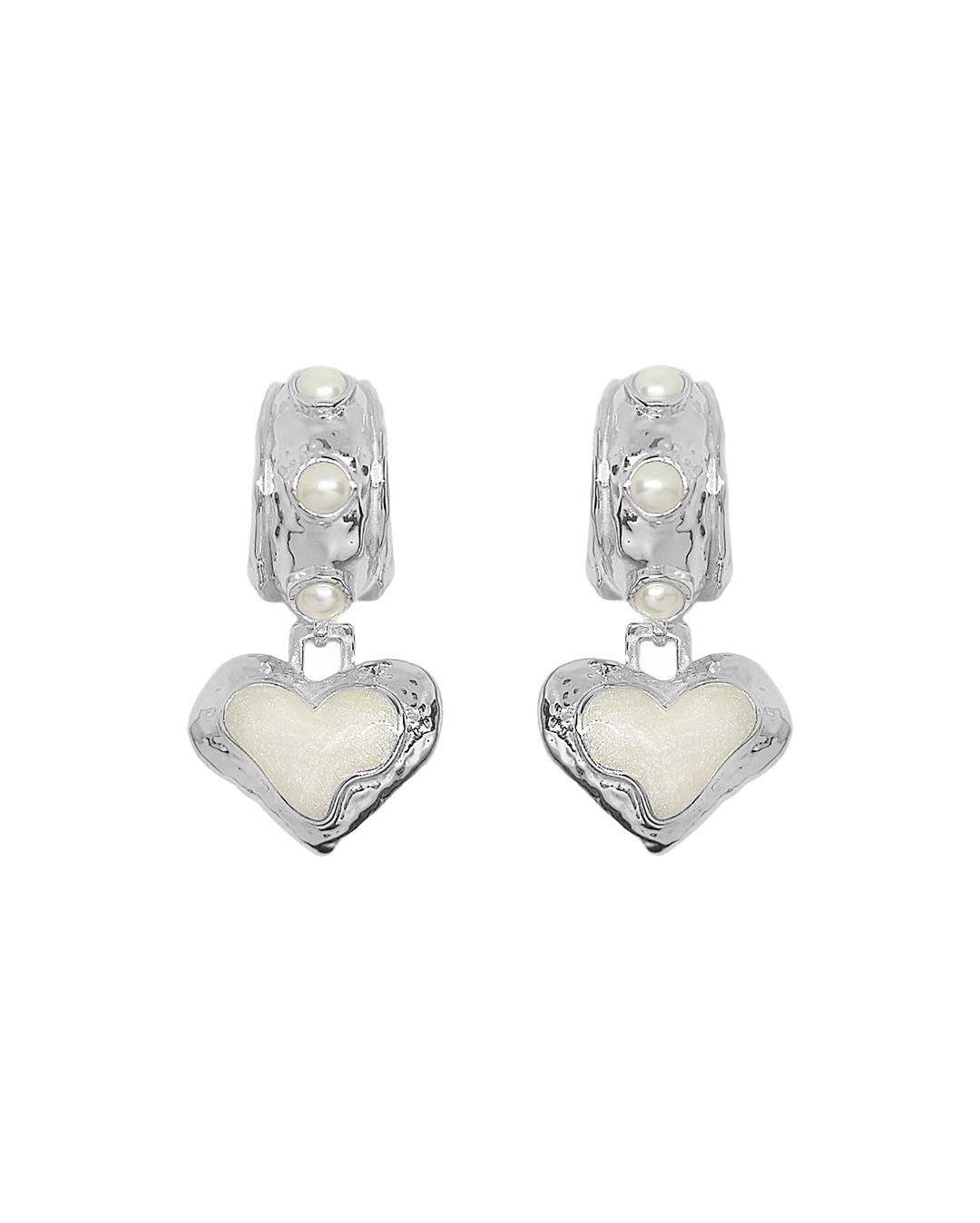 Elena Earrings - Silver Pearl