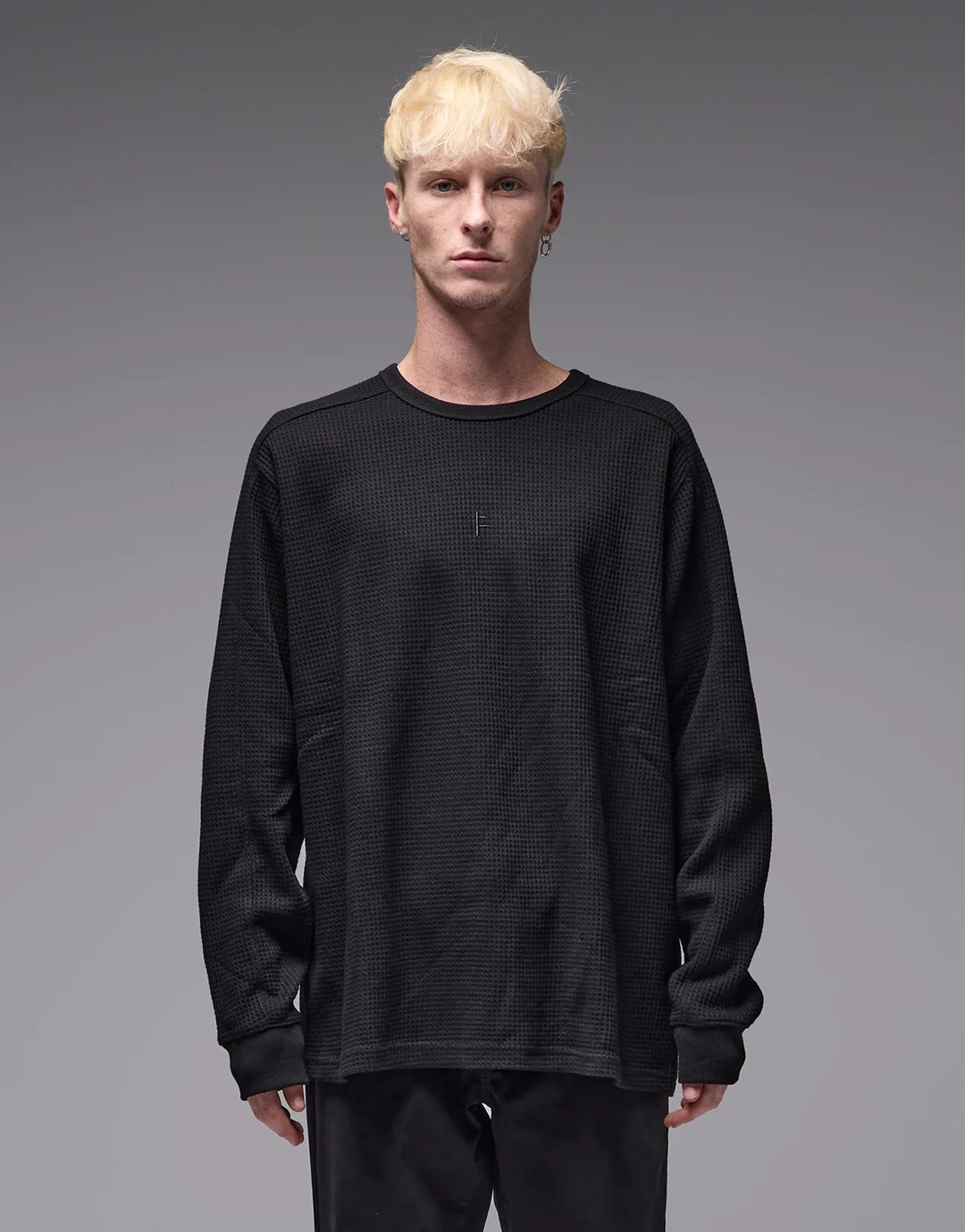 Franchise Waffle Long Sleeve T-Shirt - Black