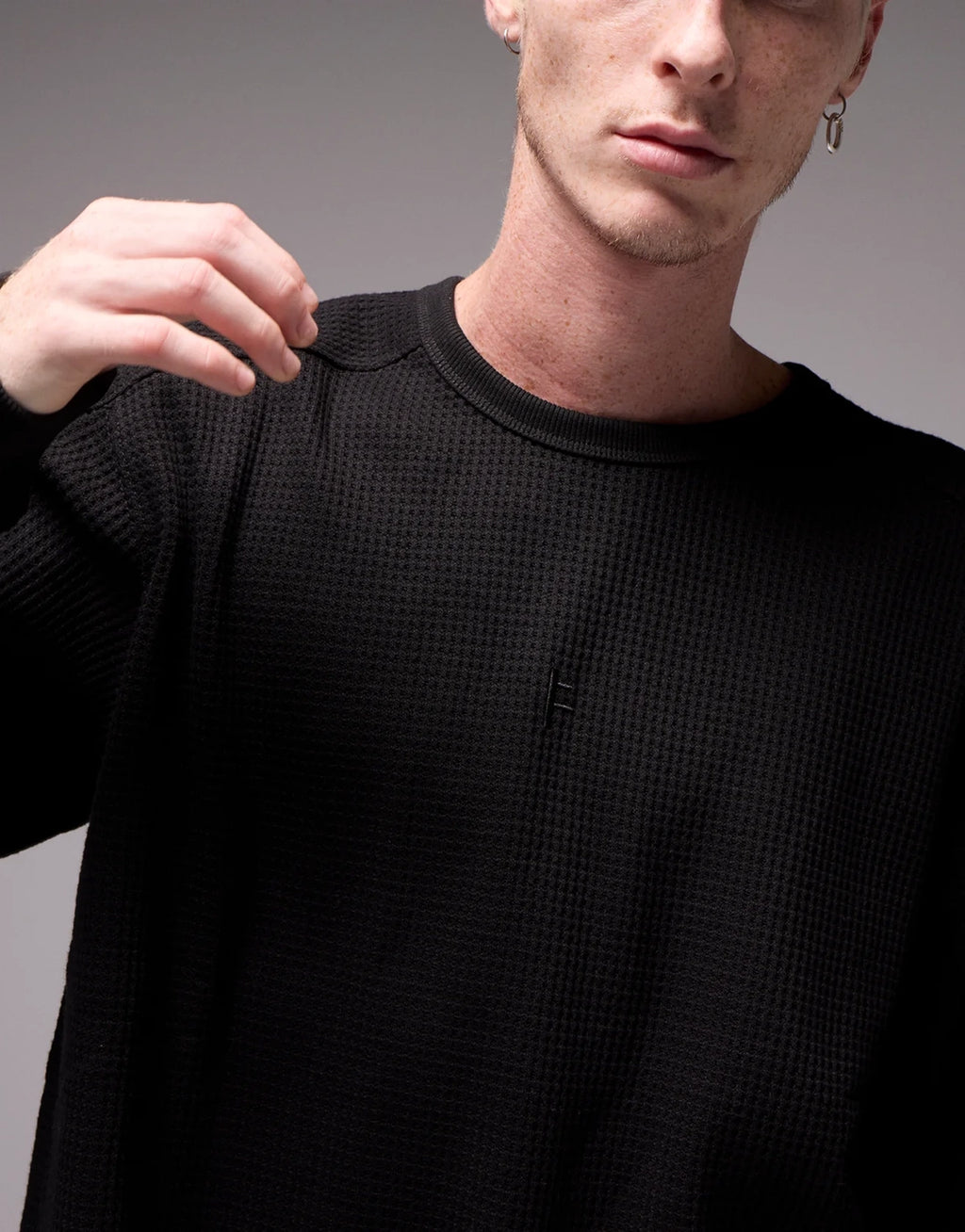 Franchise Waffle Long Sleeve T-Shirt - Black