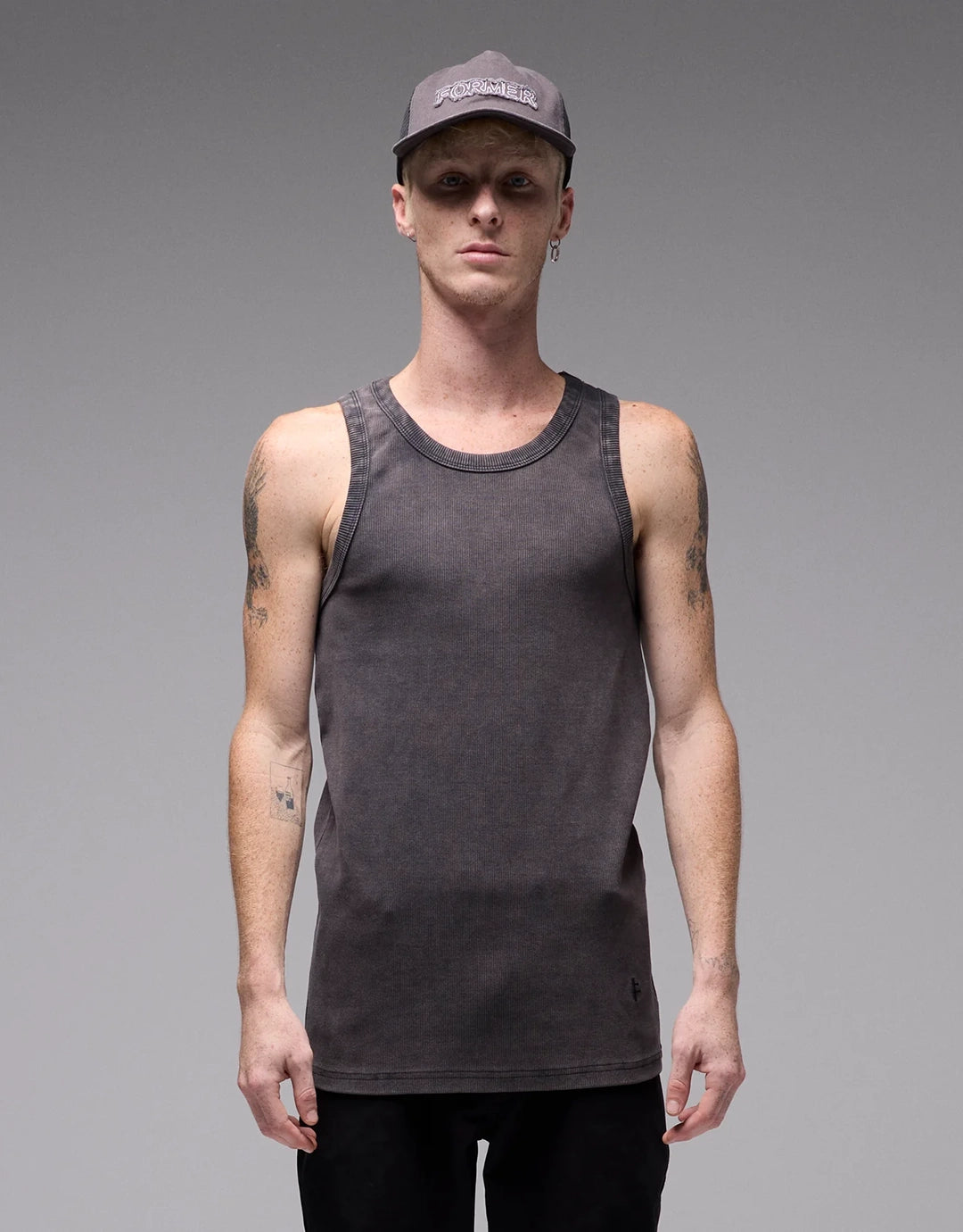 Acid Rib Singlet - Washed Black