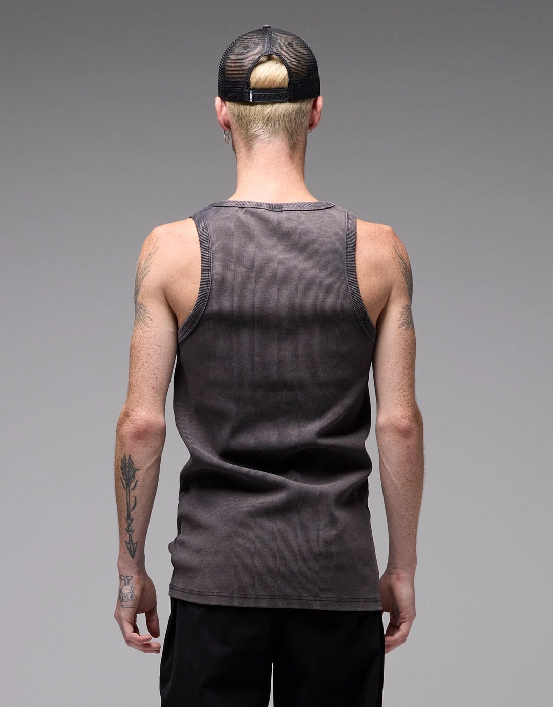 Acid Rib Singlet - Washed Black