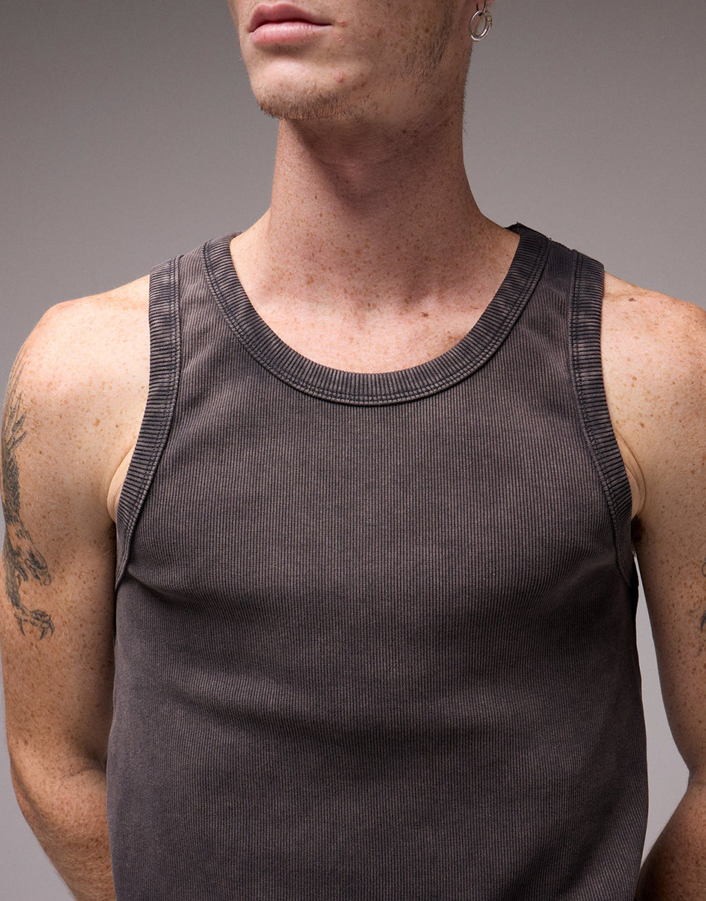 Acid Rib Singlet - Washed Black