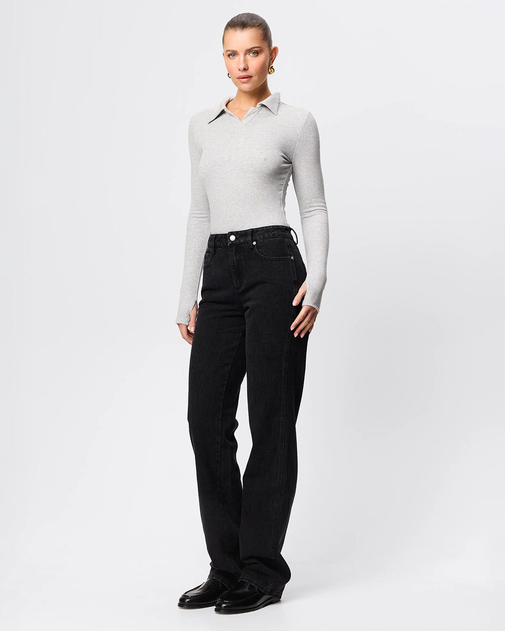 Florence Polo Top - Grey Marle