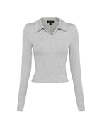 Florence Polo Top - Grey Marle