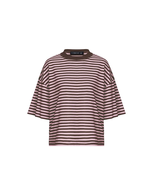 Bloom Short Sleeve Top - Chocolate Blush Stripe by Lioness - view 2