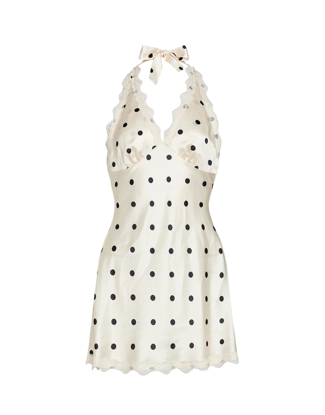 Stars Align Mini Dress - Cream Polka