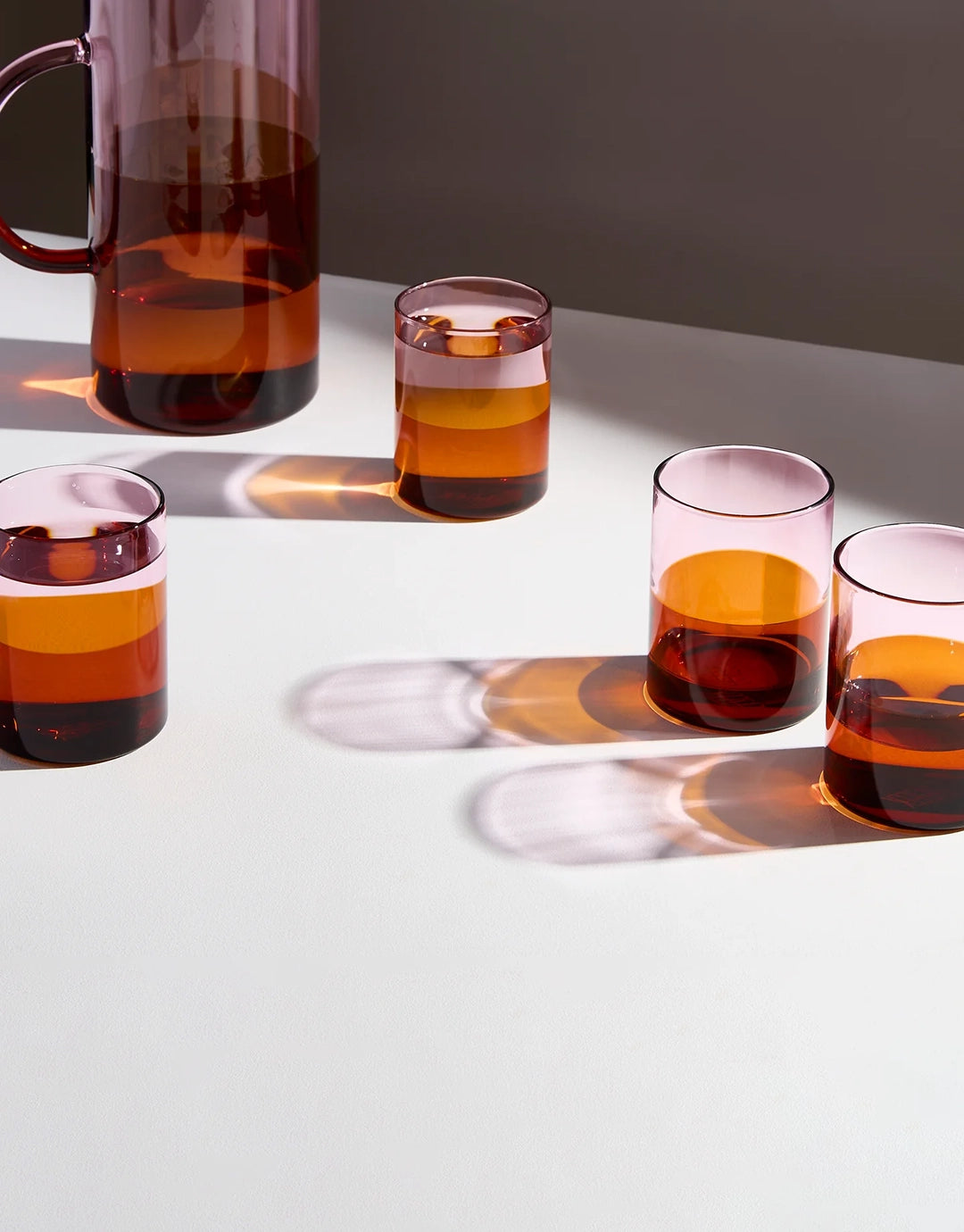 Two Tone Glasses - Set of 4 - Pink / Amber