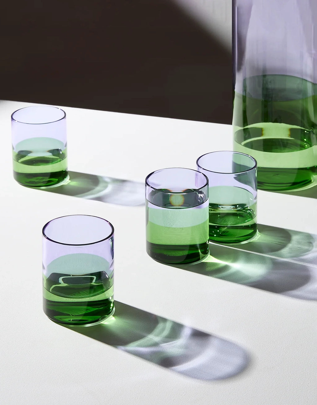 Two Tone Glasses - Set of 4 - Lilac / Green