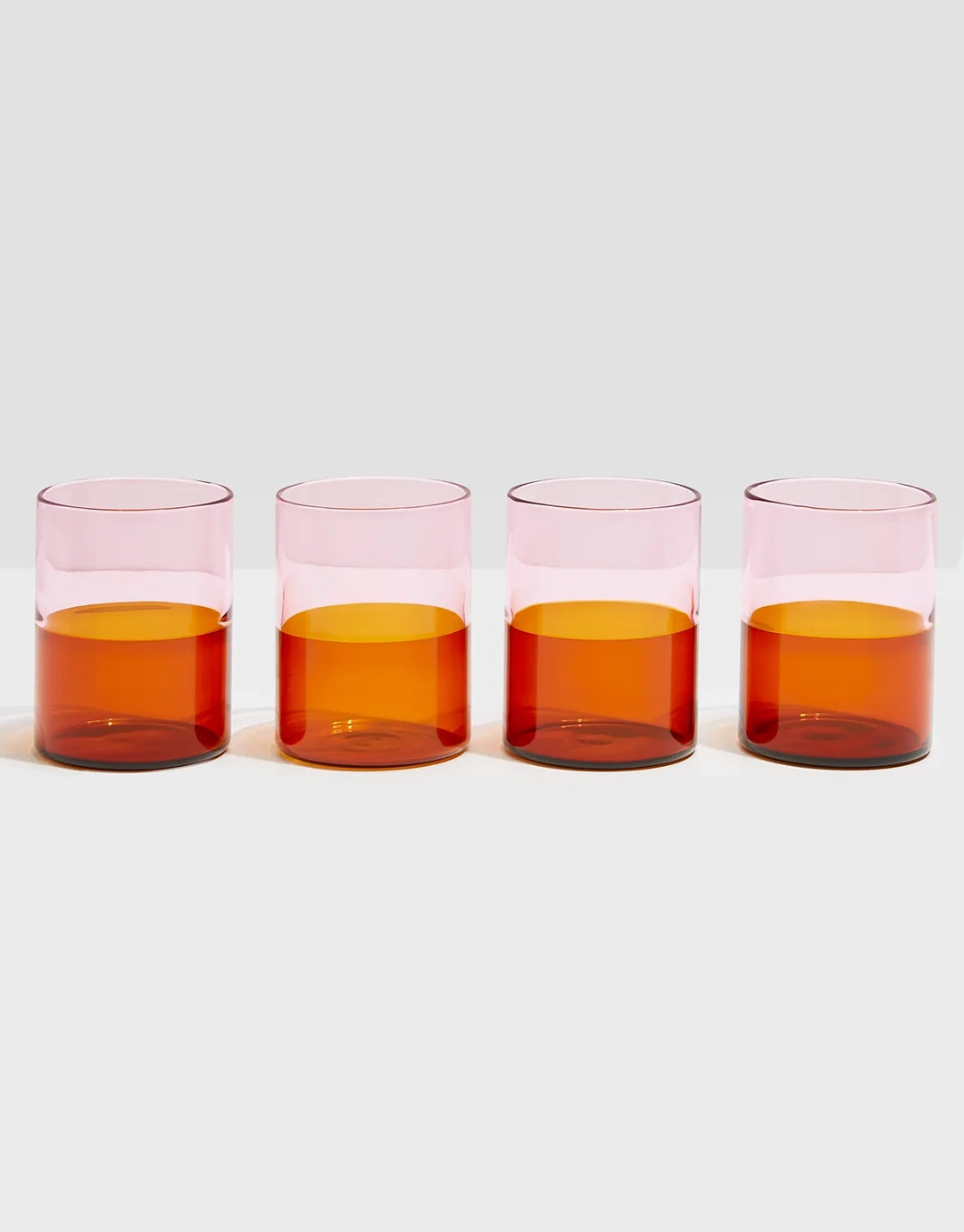 Two Tone Glasses - Set of 4 - Pink / Amber