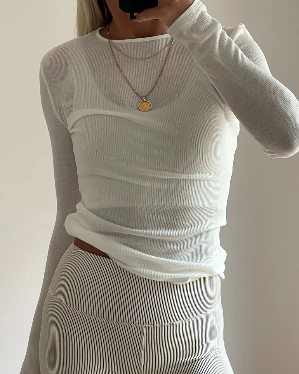 White Rib Hemp Jersey Long Sleeve Top - White by Zulu and Zephyr - view 4