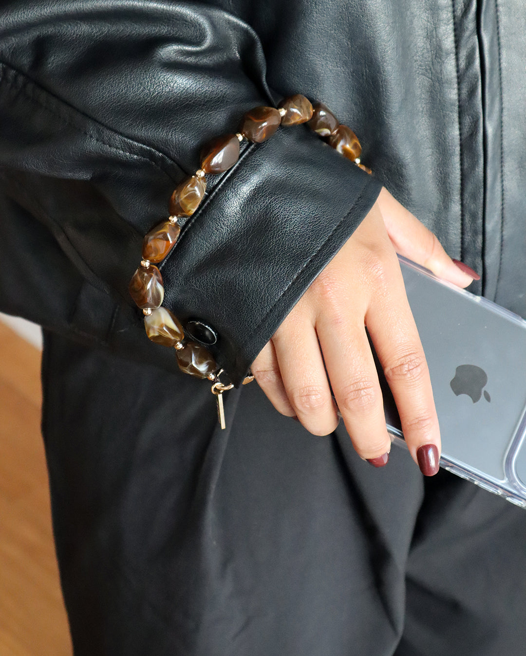 Brown Stone Wrist Chain - Brown