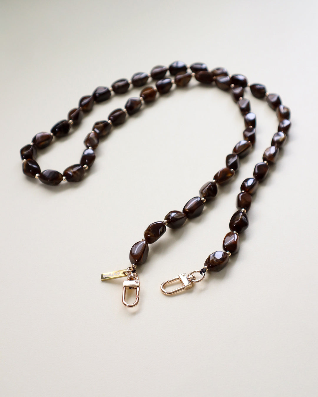Brown Stone Cross Body Chain - Brown