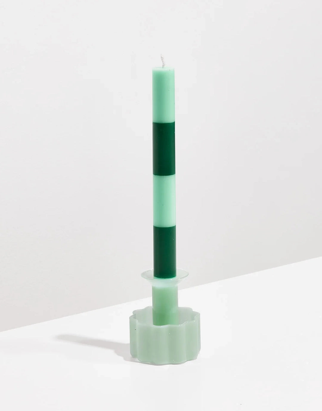 Striped Candles - 4 Pack - Jade & Green