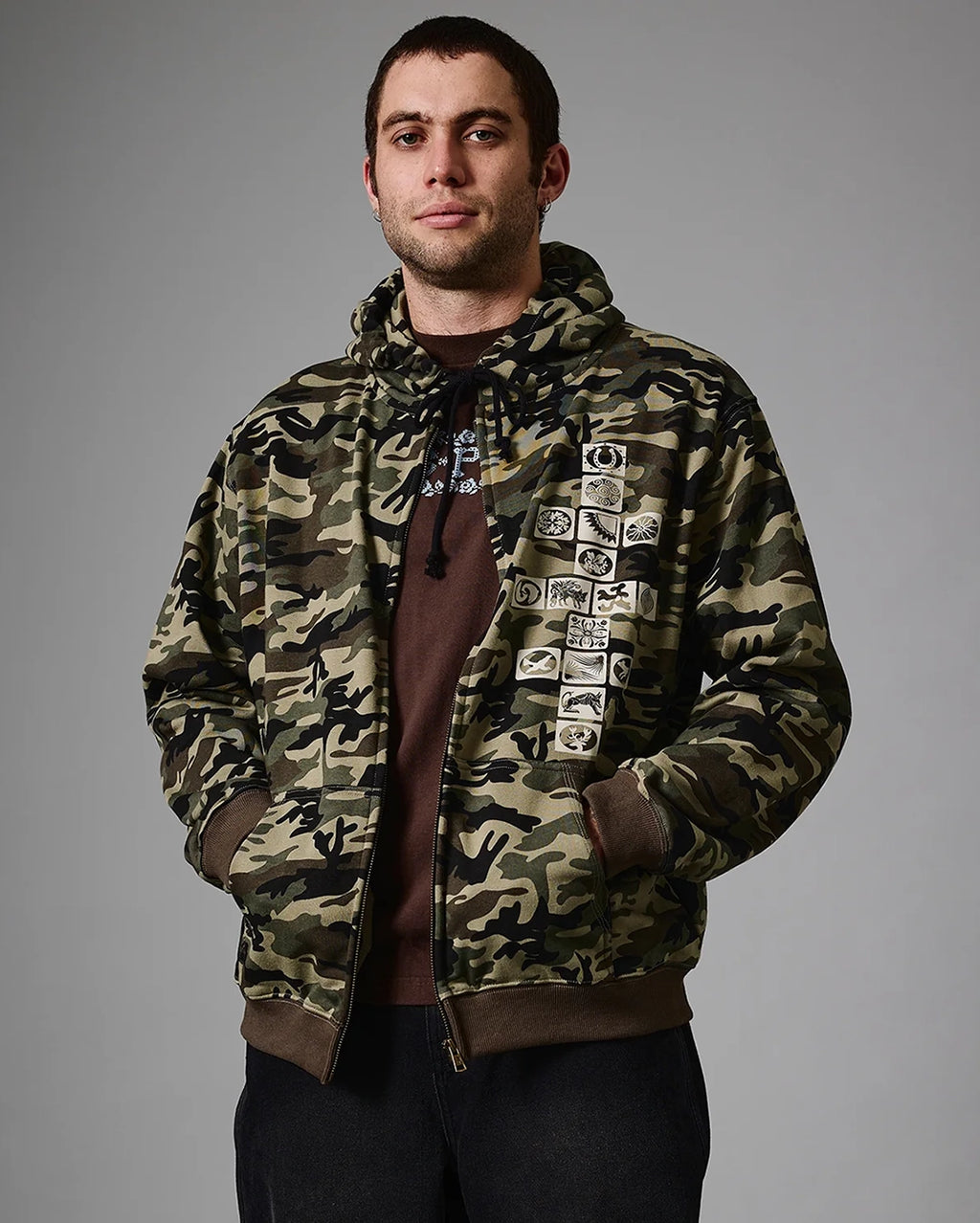 Kollaasi Zip Hoodie - Woodland Camo