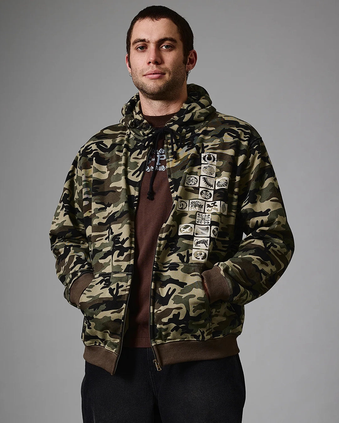 Kollaasi Zip Hoodie - Woodland Camo