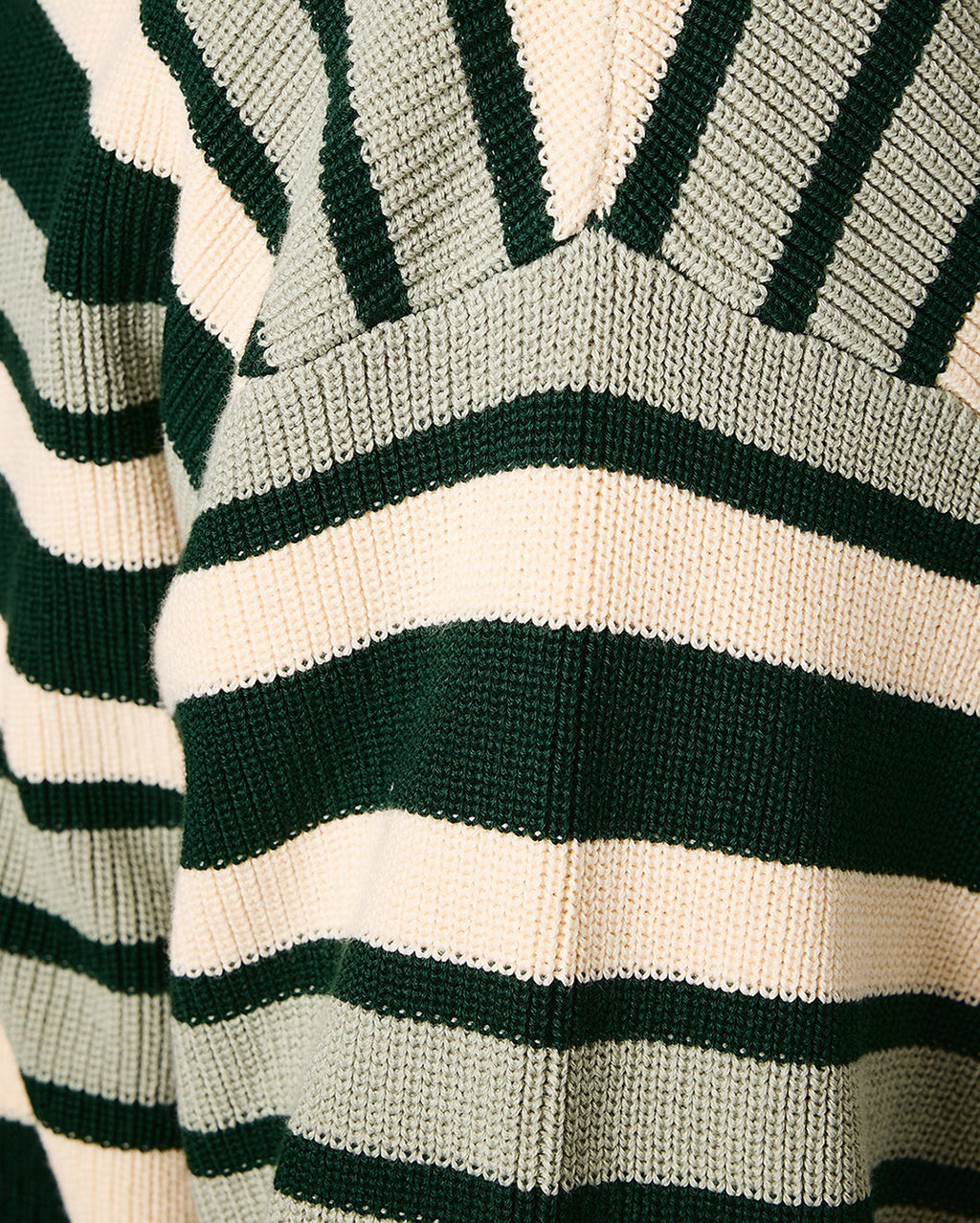 Striped Organic Knit Sweater - Dark Jade by Pass-Port - view 4