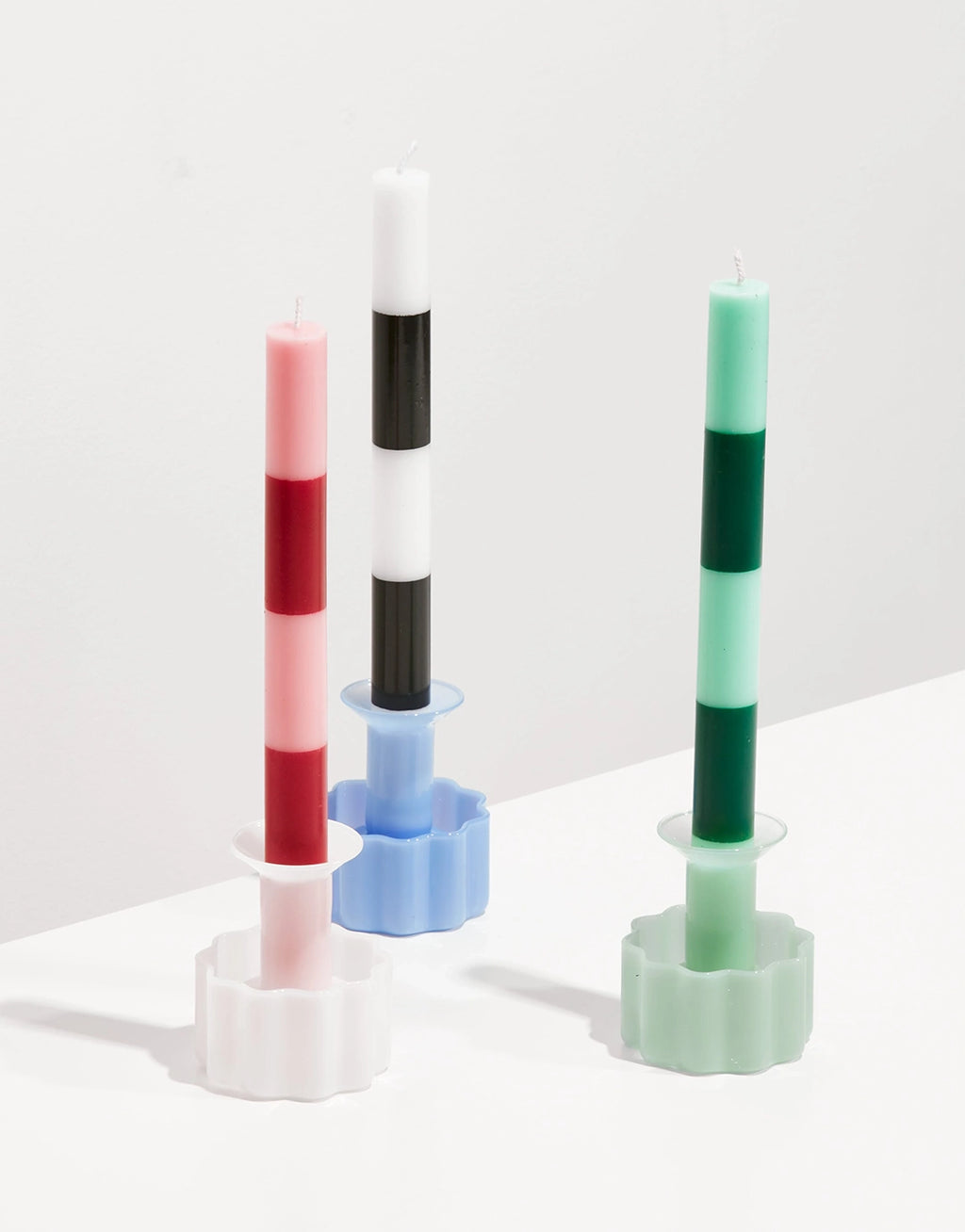 Striped Candles - 4 Pack - Jade & Green