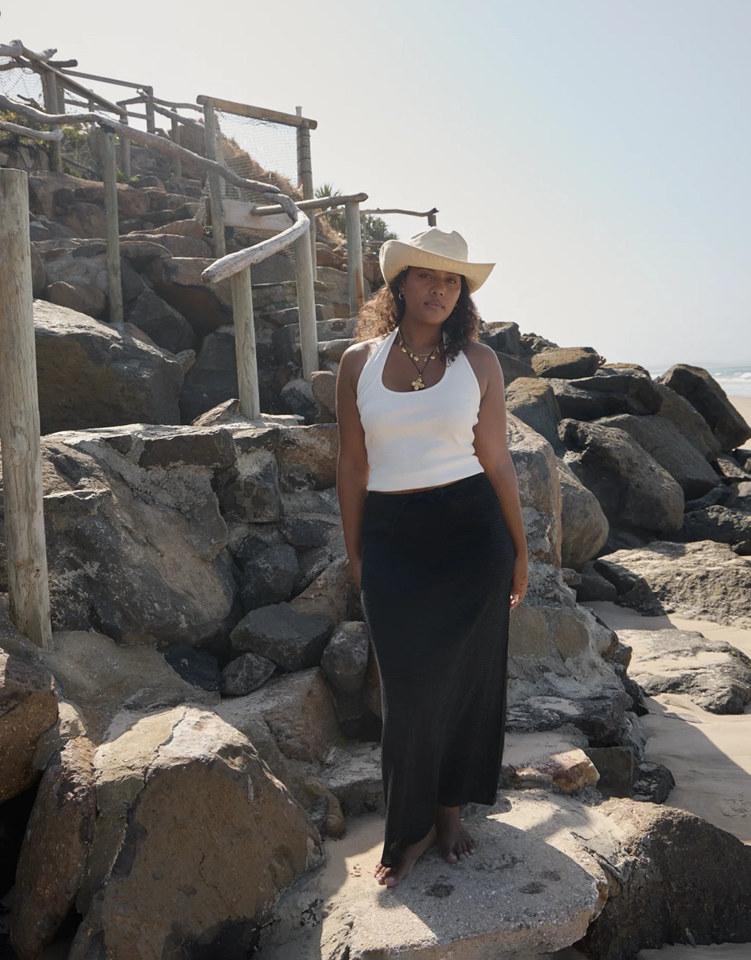 Focus Seersucker Maxi Skirt - Black