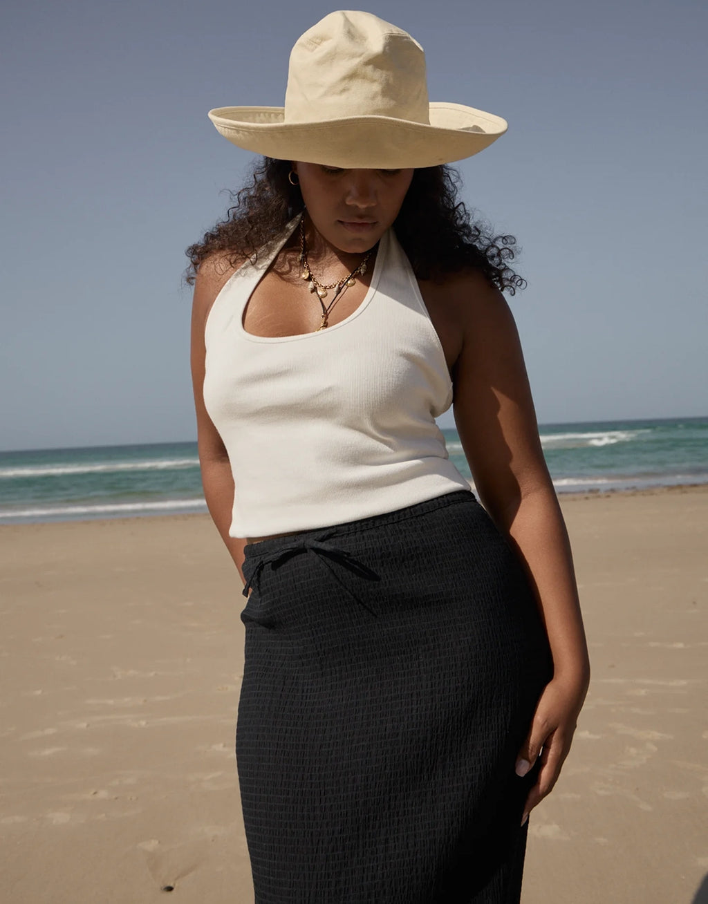 Focus Seersucker Maxi Skirt - Black