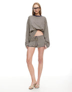 Bloom Long Sleeve Top - Beige Stripe by Lioness - view 2