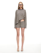 Bloom Long Sleeve Top - Beige Stripe by Lioness - view 3