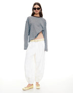 Bloom Long Sleeve Top - Chocolate Sea Stripe by Lioness - view 3