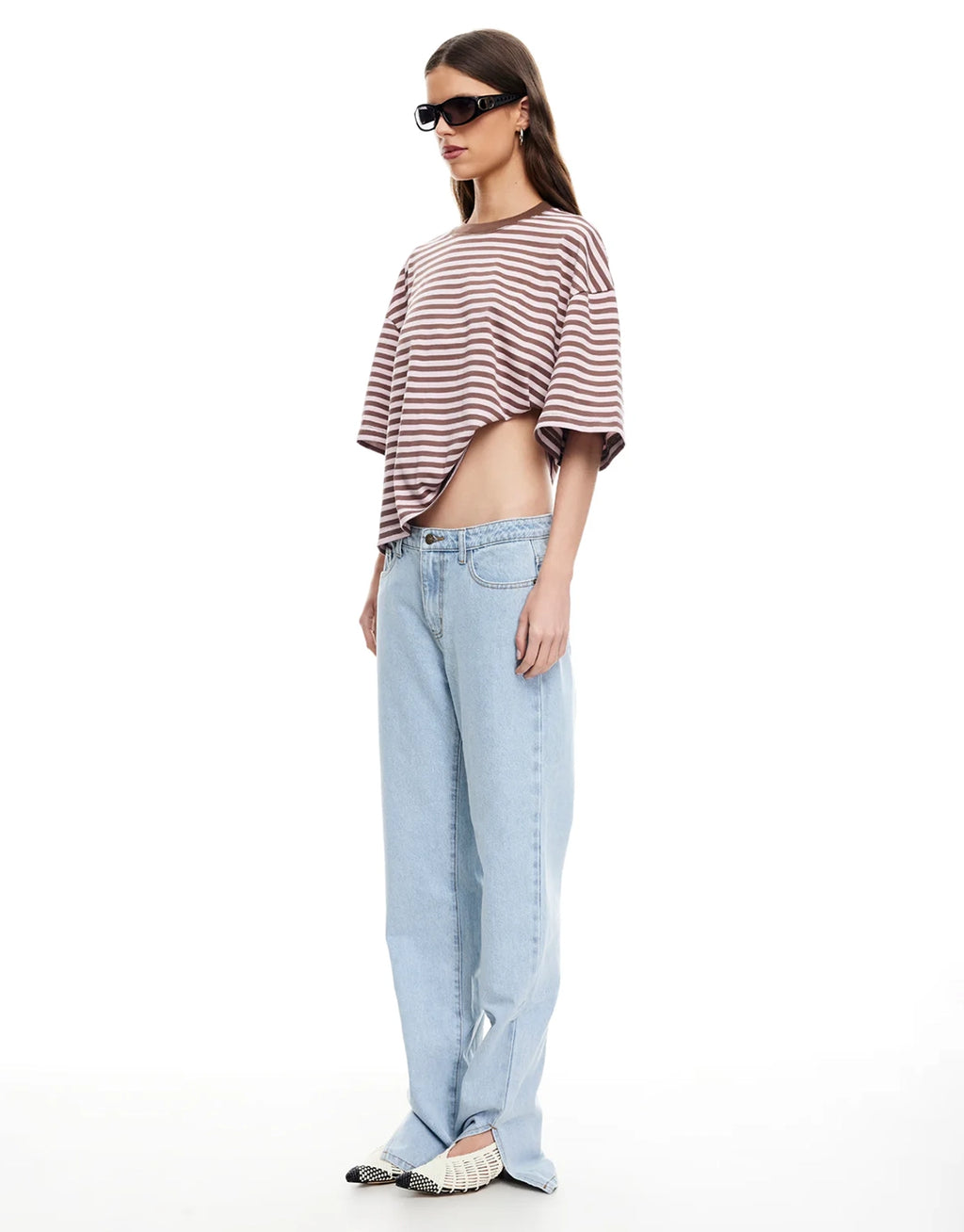 Bloom Short Sleeve Top - Chocolate Blush Stripe