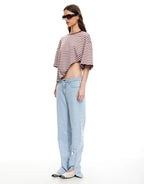Bloom Short Sleeve Top - Chocolate Blush Stripe by Lioness - view 5