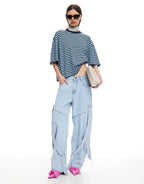 Bloom Short Sleeve Top - Navy Sea Stripe by Lioness - view 3