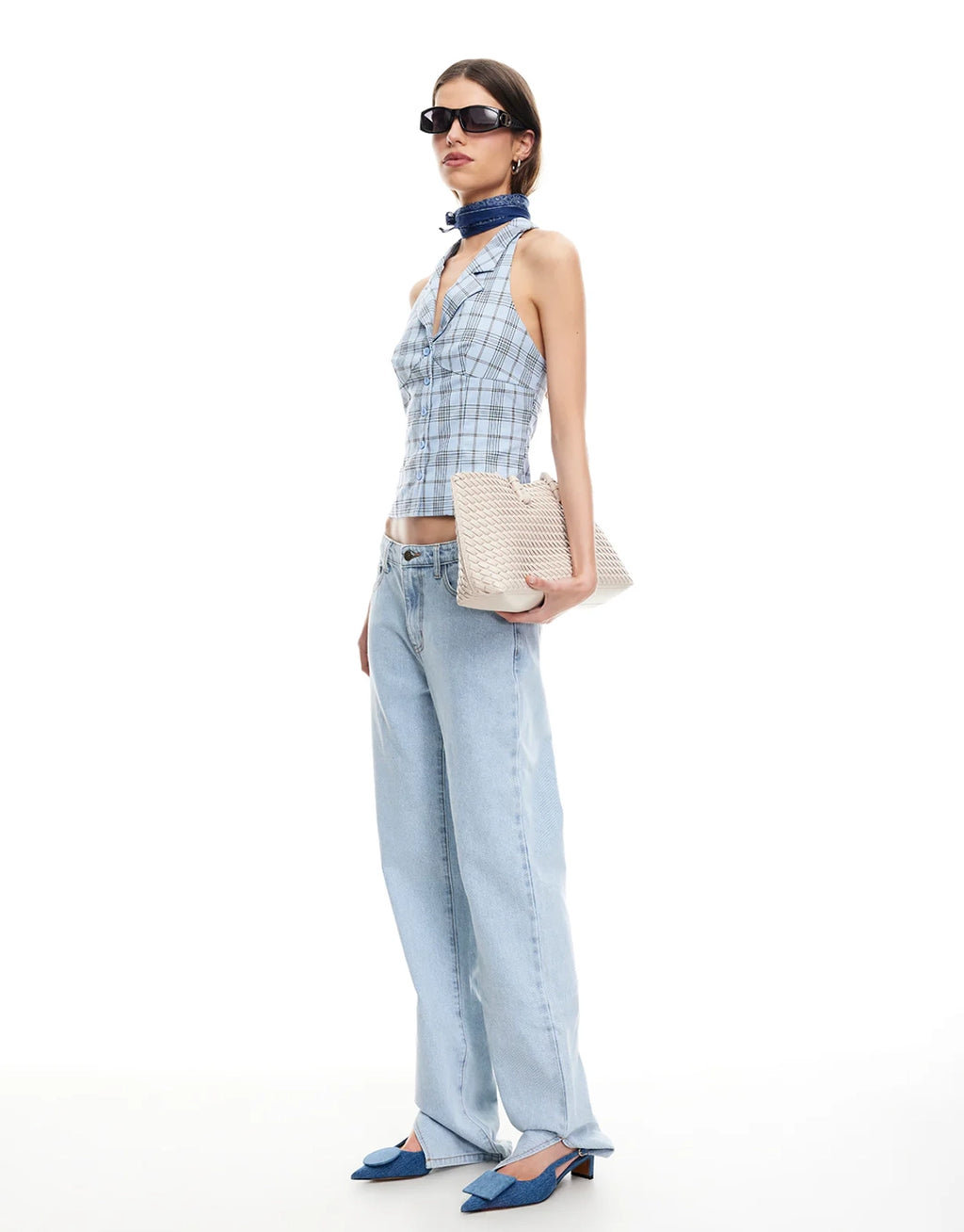 Lure Top - Baby Blue Plaid