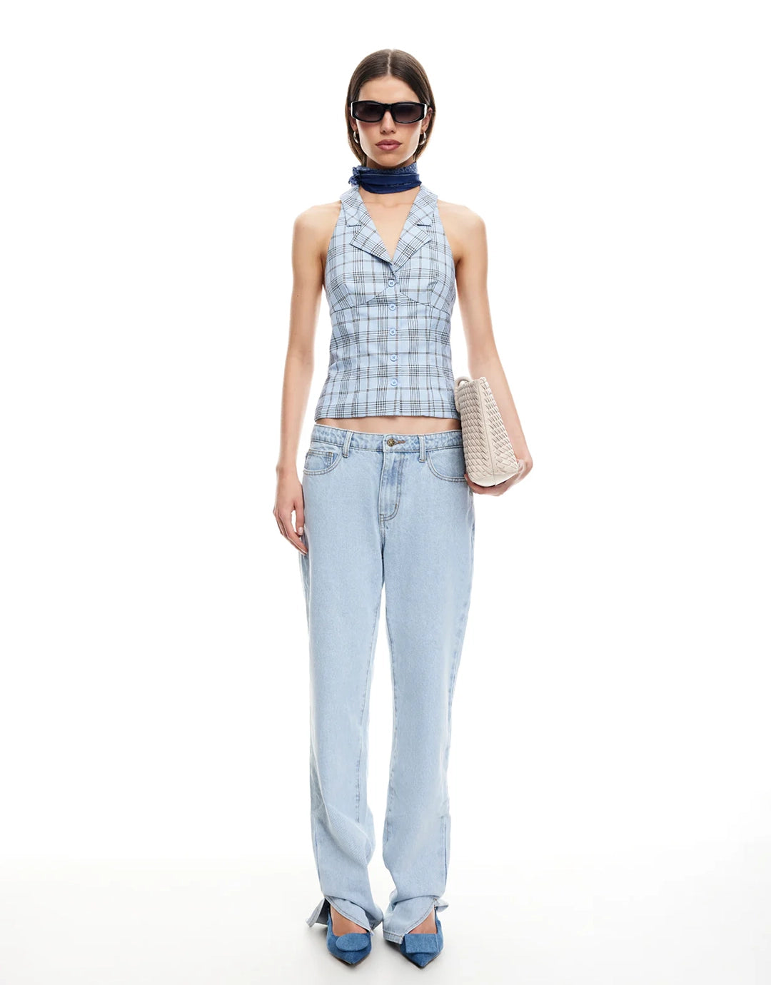 Lure Top - Baby Blue Plaid