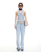 Lure Top - Baby Blue Plaid by Lioness