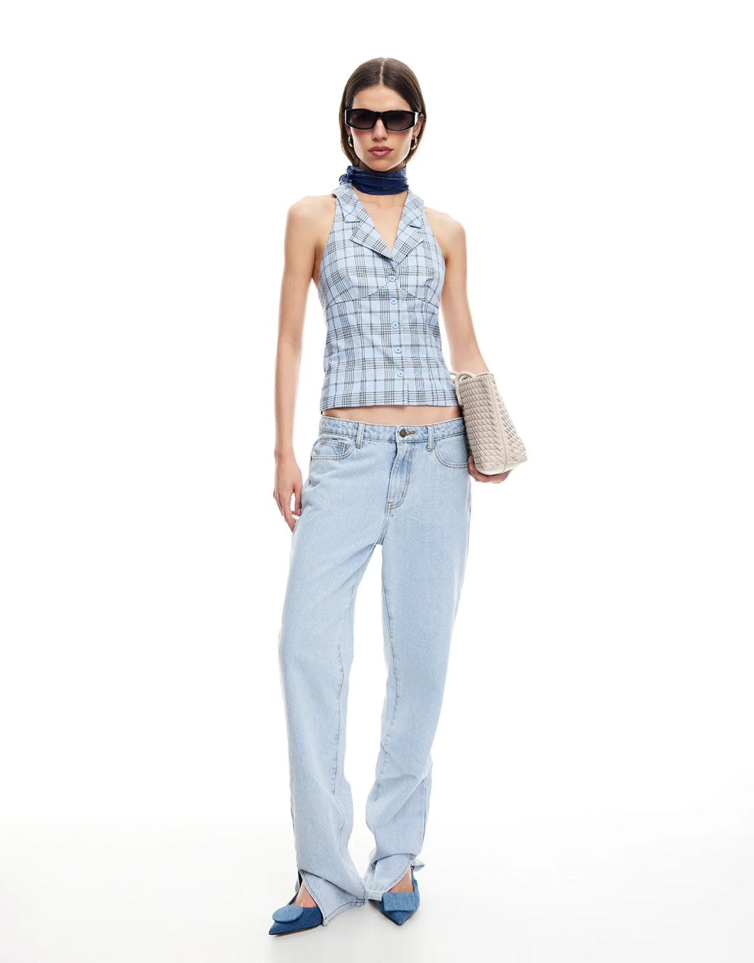 Lure Top - Baby Blue Plaid