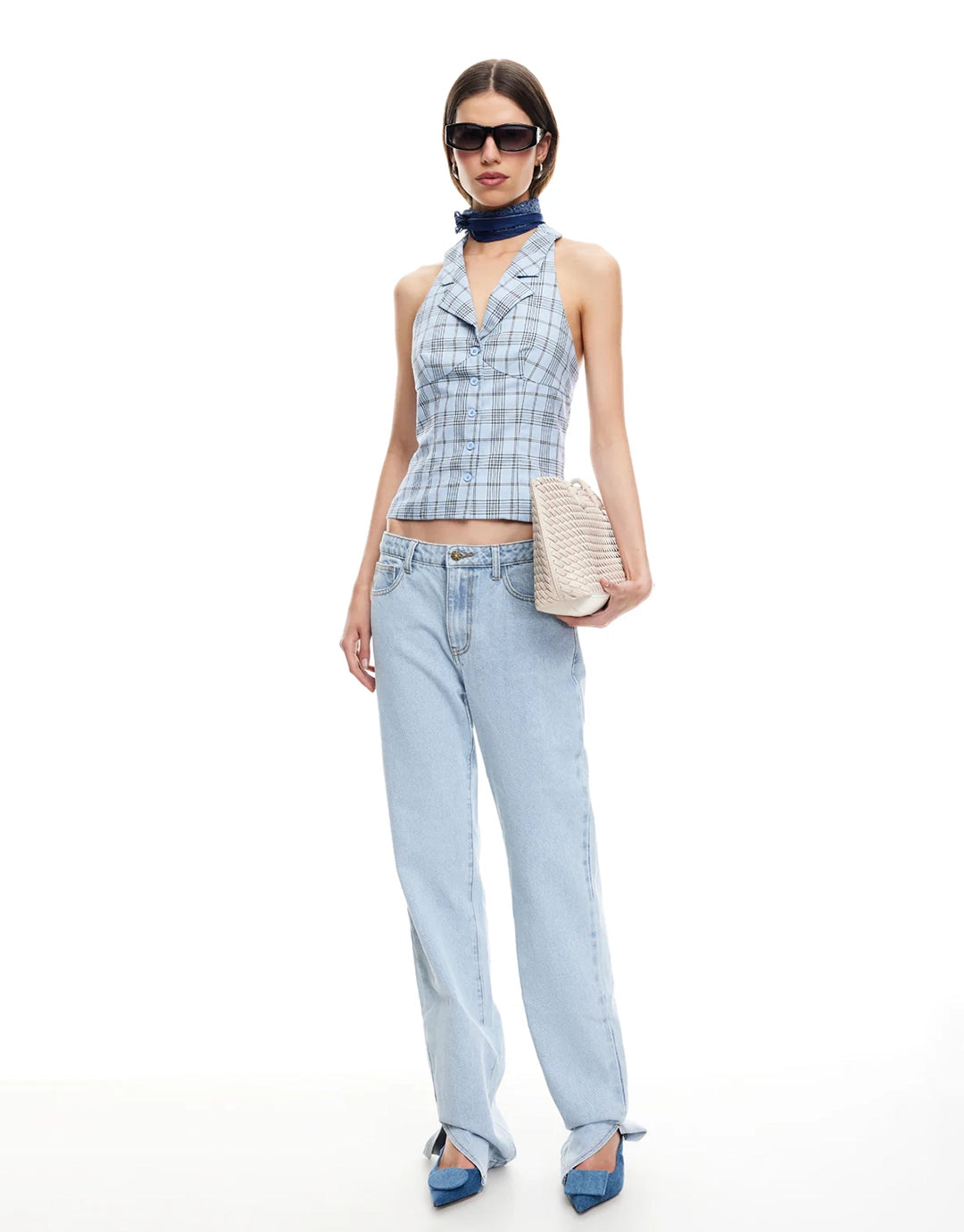 Lure Top - Baby Blue Plaid