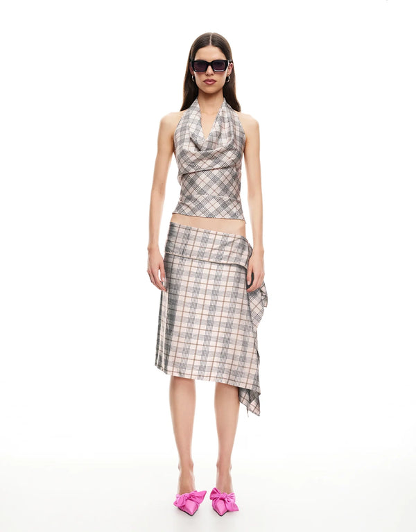 Heritage Halter - Beige Plaid by Lioness