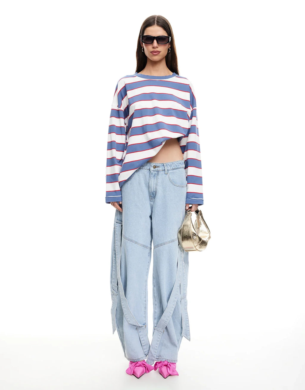 Horizon Long Sleeve Top - Dusty Blue Stripe